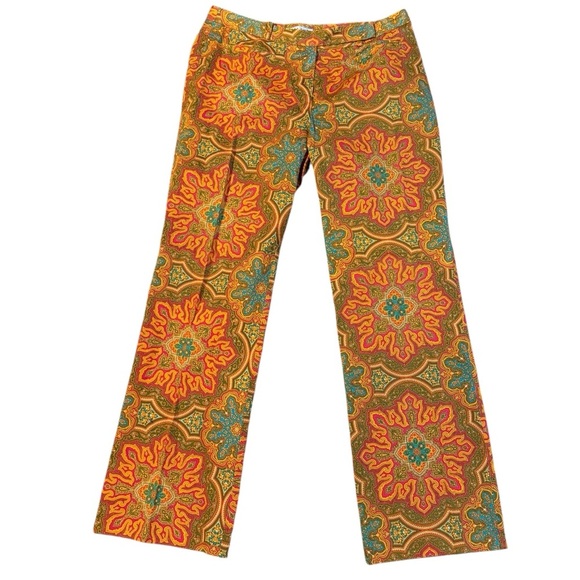 Trina Turk Pants Size 12 Pink Orange Medallion Trouser - Picture 1 of 4